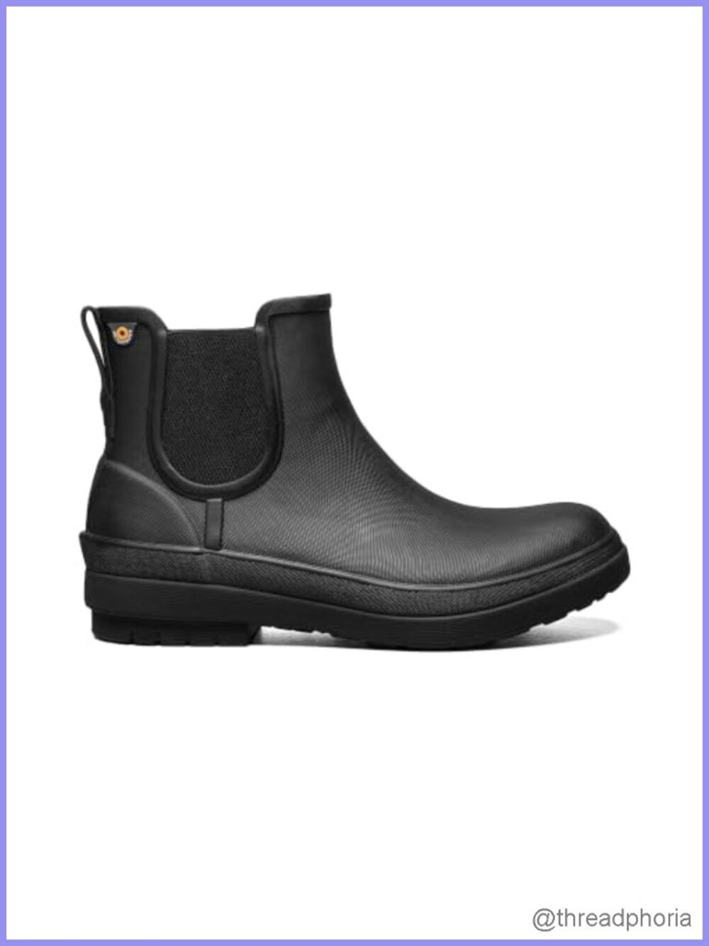 Waterproof Chelsea Rain Boot Textured Rubber Faux Fur Lined Ankle Boot